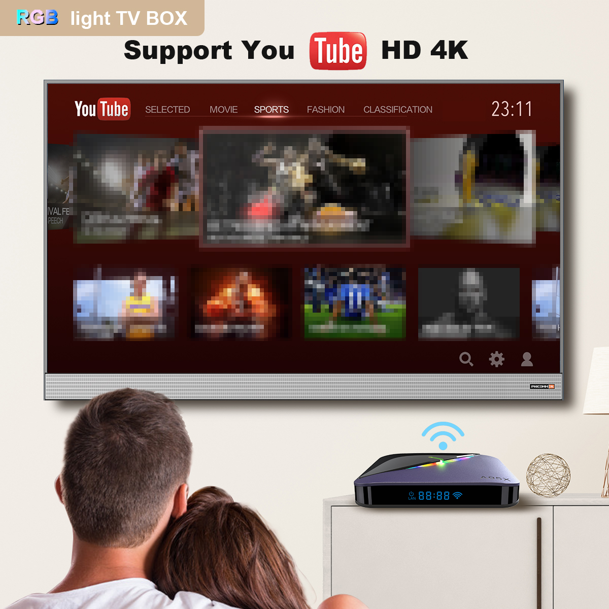 A95X F3 Air II 4K TV BOX Android 11.0 Amlogic S905W2 Youtube Netflix wifi 2GB 16GB 32GB 64GB RGB Light media player