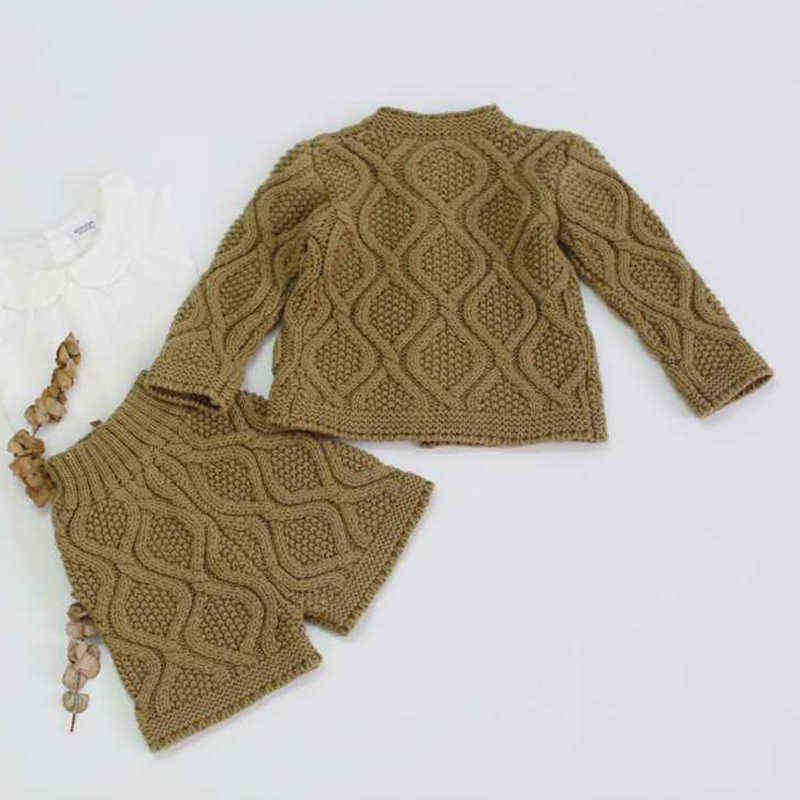 Toddler Baby Boys Girls Clothing Sets Fall Winter Cardigan Sweater+Shorts Infant Baby Girls Boys Knit Suit Korean Style AA220316