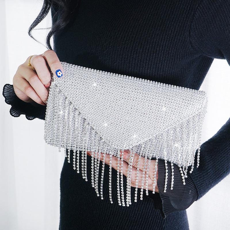 Evening Bags Rhinestones Tassels Clutch Bag Silver Shiny Crystal Dinner Party Wedding Purses And Handbag Luxury Designer Shoulder BagEvening, Sku-03
Evening Bags Rhinestones Tassels Clutch Bag Silver Shiny Crystal Dinner Party Wedding Purses And Handbag Luxury Designer Shoulder BagEvening, Sku-03