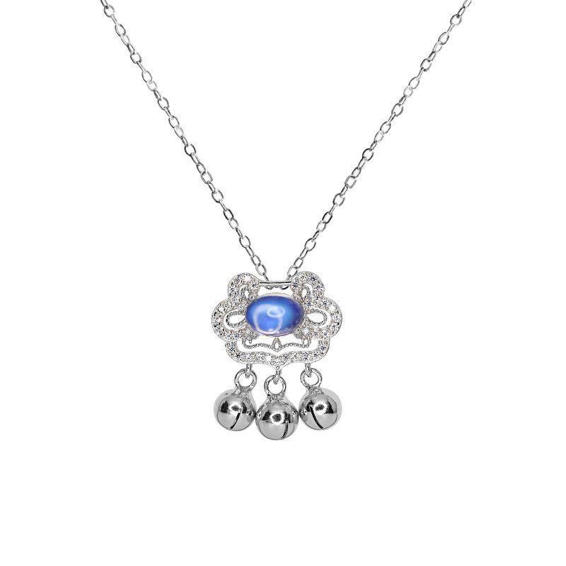 Pendant Necklaces Moonstone Peace And Longevity Lock Necklace Female Korean Version Of Simple Bells Wishful Design Sense Ins Temperament Cla
Pendant Necklaces Moonstone Peace And Longevity Lock Necklace Female Korean Version Of Simple Bells Wishful Design Sense Ins Temperament Cla