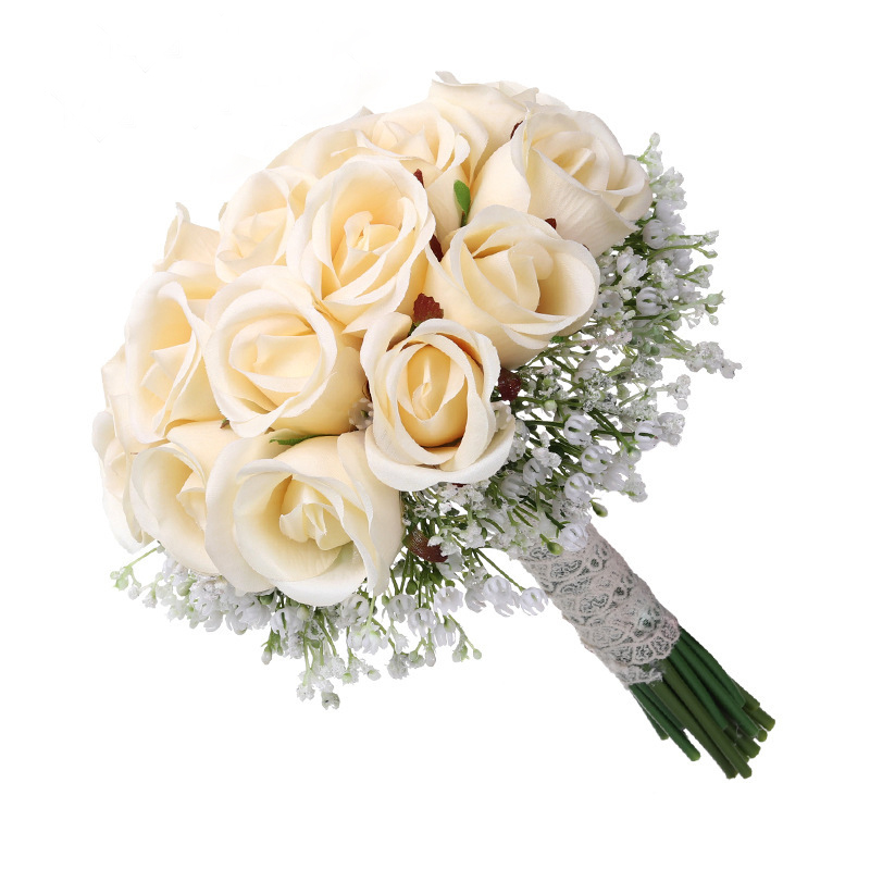 Creative holding flowers wedding bride bridesmaid simulation flowers photo studio photo
