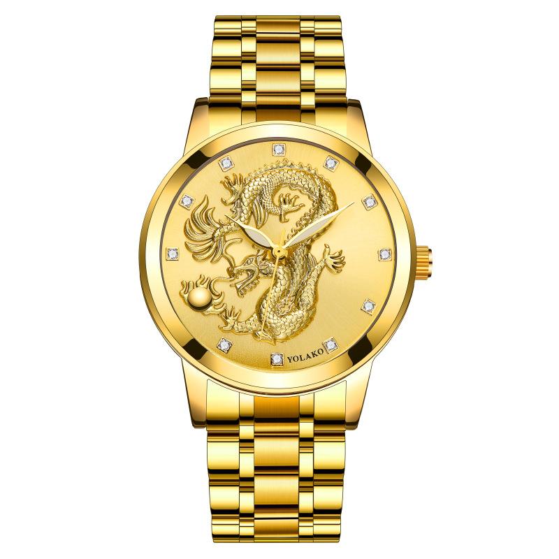 Wristwatches Luxury Round Quartz Rhinestone Dragon Dial Casual Wrist Watches Stainless Strap Fashionable Clock Waterproof Wristwatch For Men, Gold
Wristwatches Luxury Round Quartz Rhinestone Dragon Dial Casual Wrist Watches Stainless Strap Fashionable Clock Waterproof Wristwatch For Men, Gold