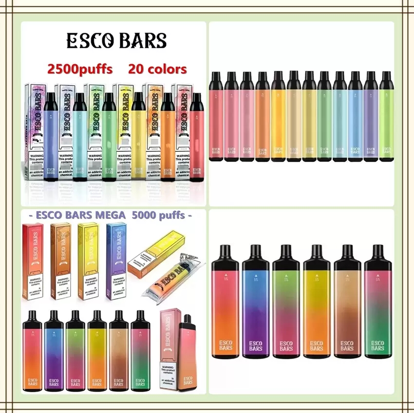 2022 ESCO BARS 2500 Puffs Vape Pen Disposable E cigarettes 6ml Pre-filled Mesh Coil Pods Vaporizers Escobar 1000mAh Battery Pod Device 5% Strength elf 5000
2022 ESCO BARS 2500 Puffs Vape Pen Disposable E cigarettes 6ml Pre-filled Mesh Coil Pods Vaporizers Escobar 1000mAh Battery Pod Device 5% Strength elf 5000