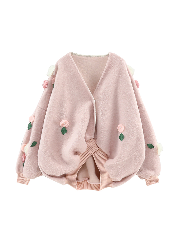 Women Pink Sweaters Cardigans Tops Button Lady Sweater Autumn Spring Korean Fashion Knitted Coat Flower Loose Knitwear Top
Women Pink Sweaters Cardigans Tops Button Lady Sweater Autumn Spring Korean Fashion Knitted Coat Flower Loose Knitwear Top