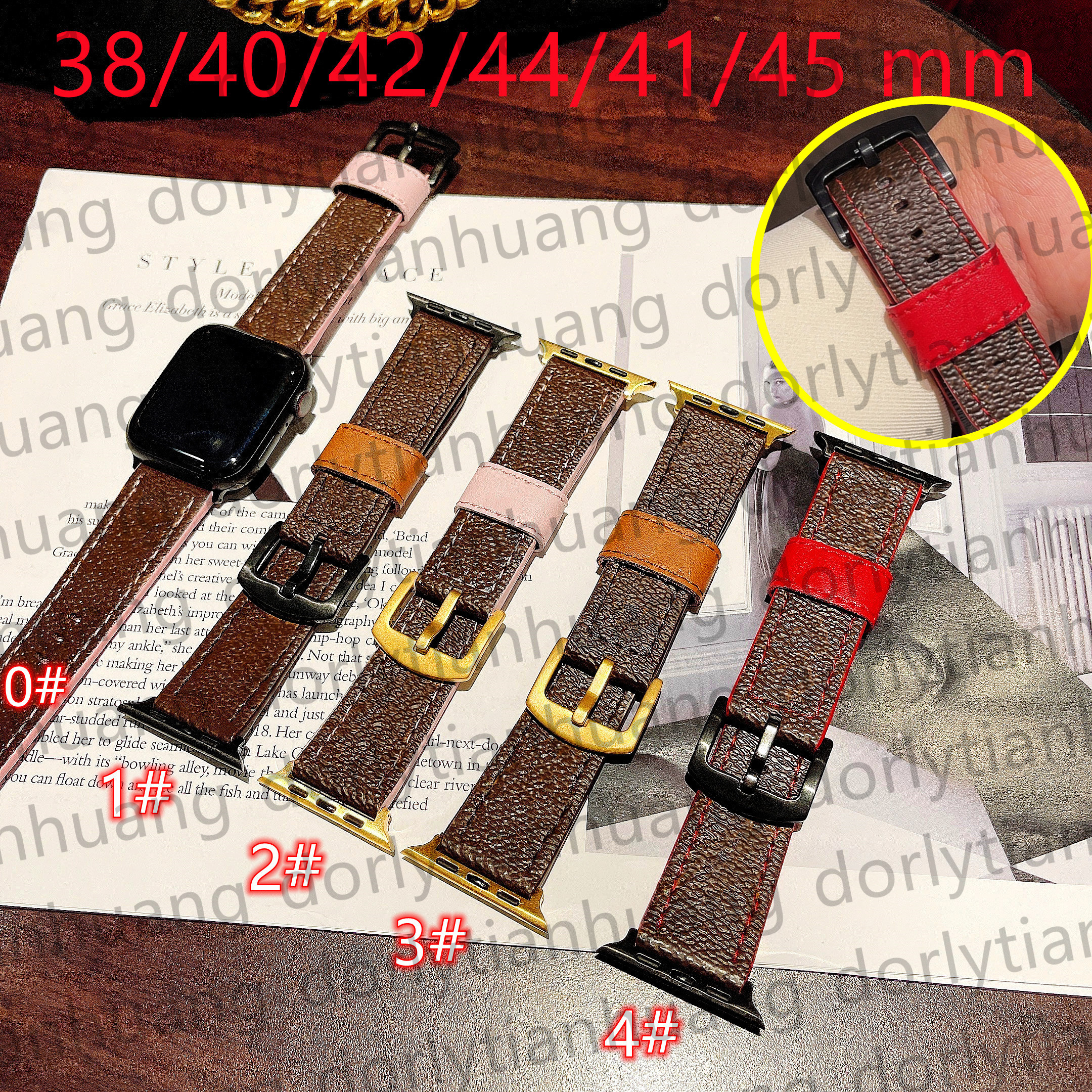 Designer Watchbands For Apple Watch Strap Band 38mm 40mm 41mm 42MM 44mm 45MM iWatch 3 4 5 SE 6 7 Series Bands Leather Straps Fashion Golden Connector Wristband Stripes
Designer Watchbands For Apple Watch Strap Band 38mm 40mm 41mm 42MM 44mm 45MM iWatch 3 4 5 SE 6 7 Series Bands Leather Straps Fashion Golden Connector Wristband Stripes