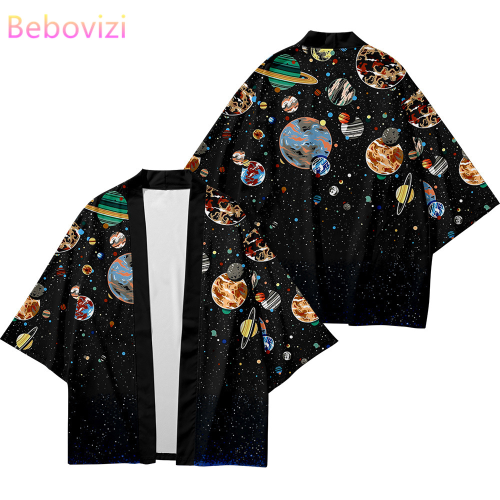 

Kimono Universe Planet Print Shirt Traditional Haori Clothing Women Men Harajuku Japanese Fashion Streetwear Cardigan Yukata