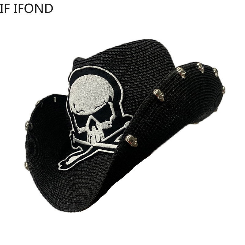 Halloween Festival Skull Pattern Cowboy Hat Women Men Straw Western Summer Gentleman Sombrero Hombre 220813, Black
Halloween Festival Skull Pattern Cowboy Hat Women Men Straw Western Summer Gentleman Sombrero Hombre 220813, Black