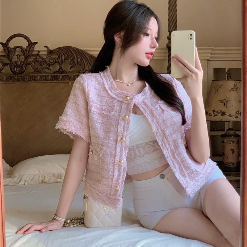 Women' Jackets Summer Small Fragrance Women Tassel Tweed Outerwear Single Breasted Female Short Sleeve Jacket CoatWomen, Pink
Women' Jackets Summer Small Fragrance Women Tassel Tweed Outerwear Single Breasted Female Short Sleeve Jacket CoatWomen, Pink