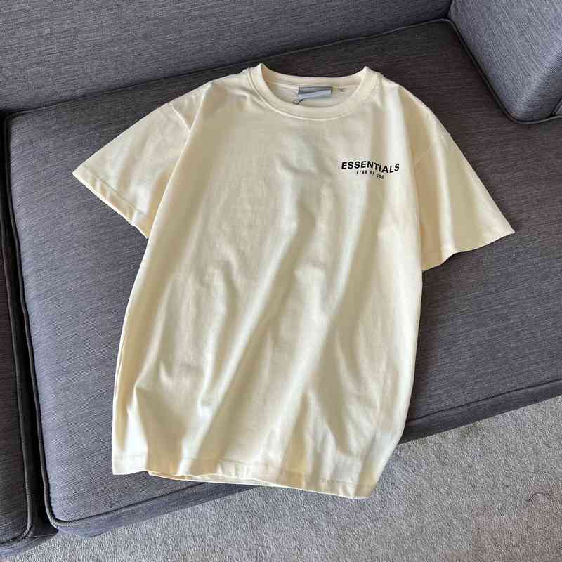 Men's Fashion Personality Trend New Short-sleeved Brand Wholesale Fog Fear of Double Thread Essentials Five Pointed Star Short Sleeve High Street and Women's T-shirt