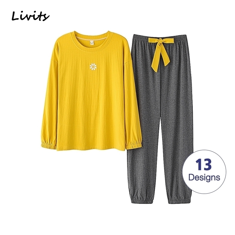 Women Pajamas Sets With Pocket Cotton Pyjamas Nightwear Sleepwear Long Sleeve Embroidery Sexy Casual Korean SA0978 201114, No.13
Women Pajamas Sets With Pocket Cotton Pyjamas Nightwear Sleepwear Long Sleeve Embroidery Sexy Casual Korean SA0978 201114, No.13