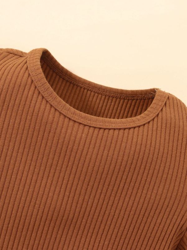 Toddler Girls Puff Sleeve Tee & Plaid Buckled Pleated Skirt SHE