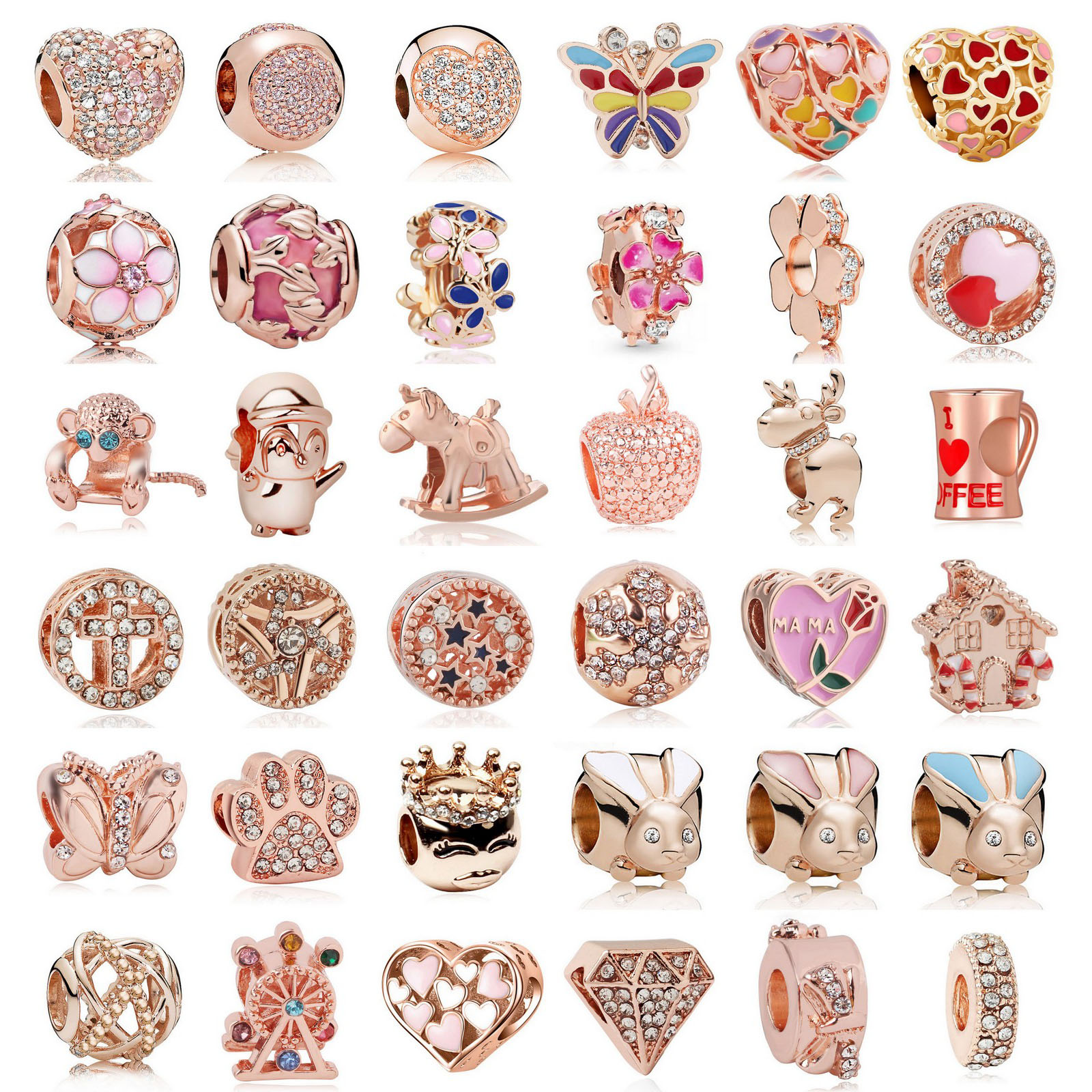 925 Sterling Silver Dangle Charm Rose Gold Flower Butterfly Christmas Coffee Dog Paw Bead Fit Pandora Charms Bracelet DIY Jewelry Accessories
925 Sterling Silver Dangle Charm Rose Gold Flower Butterfly Christmas Coffee Dog Paw Bead Fit Pandora Charms Bracelet DIY Jewelry Accessories