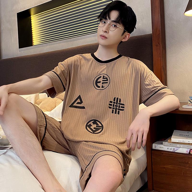 Summer Mens Pajamas Clothes Sleepwear Man Short-sleeved Shorts Pullover Pajama Casual Loungewear 2-piece Set Plus Size, Am25140
Summer Mens Pajamas Clothes Sleepwear Man Short-sleeved Shorts Pullover Pajama Casual Loungewear 2-piece Set Plus Size, Am25140