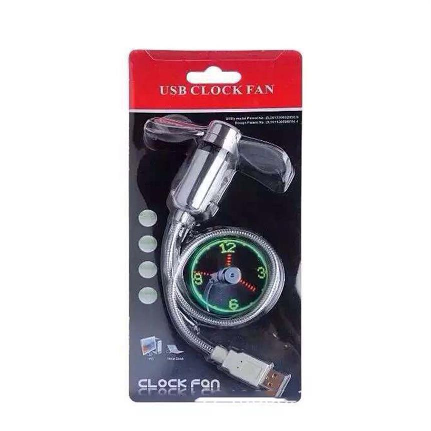 Epacket USB Gadget Mini Flexible LED Light Fan Clock Desktop Clock Cool Gadgets Time Display196l