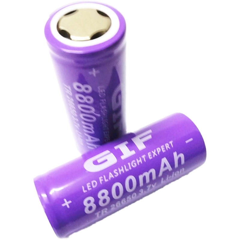 GIF 26650 Lithium Battery 8800mAh 3.7V Rechargeable lithium battery for T6 flashlight headlamp toy battery 4.2v factory direct supply