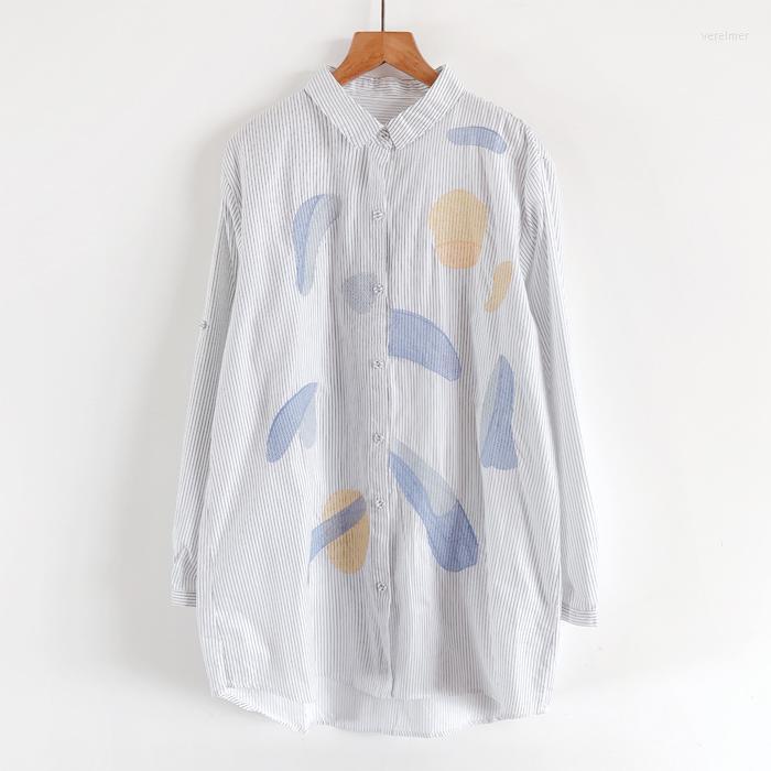 Women's Blouses & Shirts Autumn Women Blouse Japan Style Literary Thin Stripe Color Embroidery Loose Cotton Turndown Collar Long Sleeve Shir, Blue
Women's Blouses & Shirts Autumn Women Blouse Japan Style Literary Thin Stripe Color Embroidery Loose Cotton Turndown Collar Long Sleeve Shir, Blue