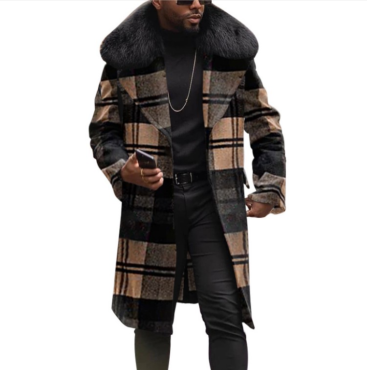 Designer Men' Plaid Blends Woolen Slim Fit Mid Length Fur Collar Coat Jacket Men Wool Autumn Winter Warm Coats Casual Fashion for Male Plus, As pic
Designer Men' Plaid Blends Woolen Slim Fit Mid Length Fur Collar Coat Jacket Men Wool Autumn Winter Warm Coats Casual Fashion for Male Plus, As pic