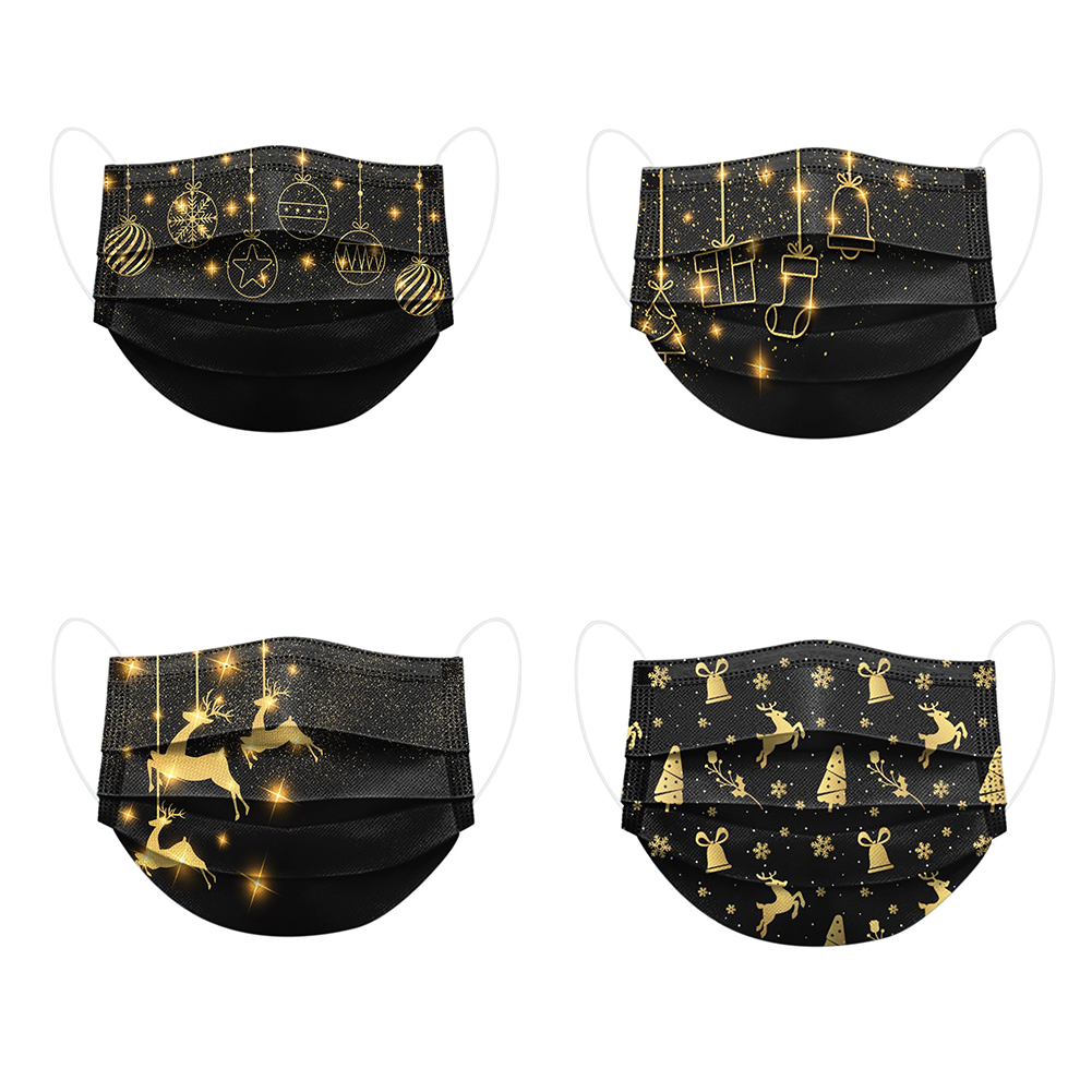 Disposable Face Masks Breathable Christmas Golden Print 3-Ply Non-Woven Cup Dust Masks with Elastic Earloop for Adults Men Women Daily Use
Disposable Face Masks Breathable Christmas Golden Print 3-Ply Non-Woven Cup Dust Masks with Elastic Earloop for Adults Men Women Daily Use
