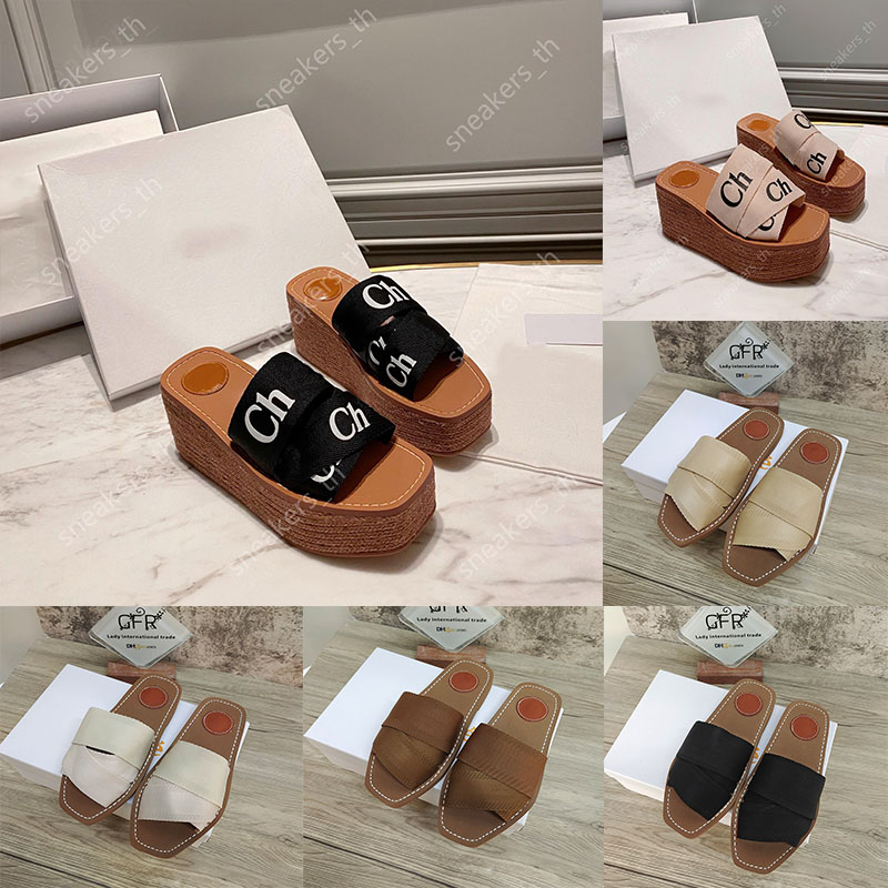 2022 Newest Women Woody Wedge Mules Designer Flat Cross Strap Slippers Ladies Straw Sandals Letter Canvas Fabric Slides Platform Slippers With Box, Color8
2022 Newest Women Woody Wedge Mules Designer Flat Cross Strap Slippers Ladies Straw Sandals Letter Canvas Fabric Slides Platform Slippers With Box, Color8