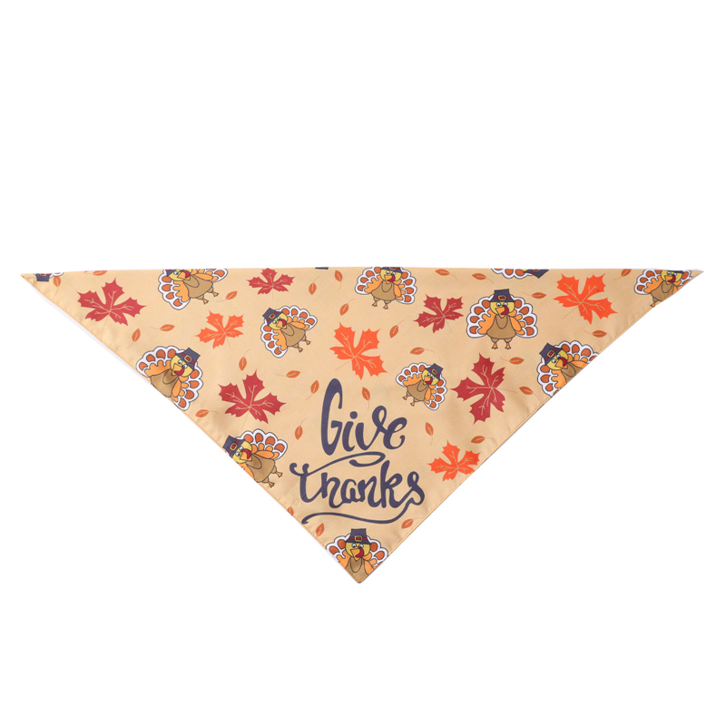 Thangiving Bandana Dog Apparel Fall Autumn Pet Bandanas Reversible Triangle Bibs Scarf