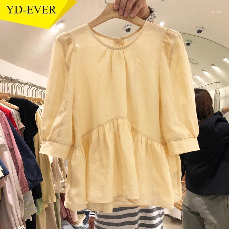 Women' Blouses & Shirts Elegant O Neck Casual Fashion Puff Sleeve Korean Blouse Women Summer Vintage Tops Blusas Mujer 1E674, Yellow
Women' Blouses & Shirts Elegant O Neck Casual Fashion Puff Sleeve Korean Blouse Women Summer Vintage Tops Blusas Mujer 1E674, Yellow