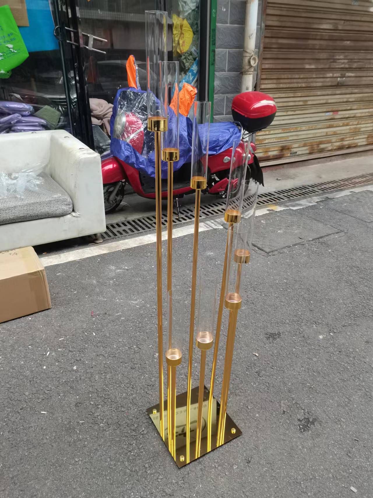 decoration 8 Heads Metal Candelabra Gold CandleHolder Acrylic Wedding Table Centerpiece Candle Holders Candelabrum Decoration imake378 XJ260305