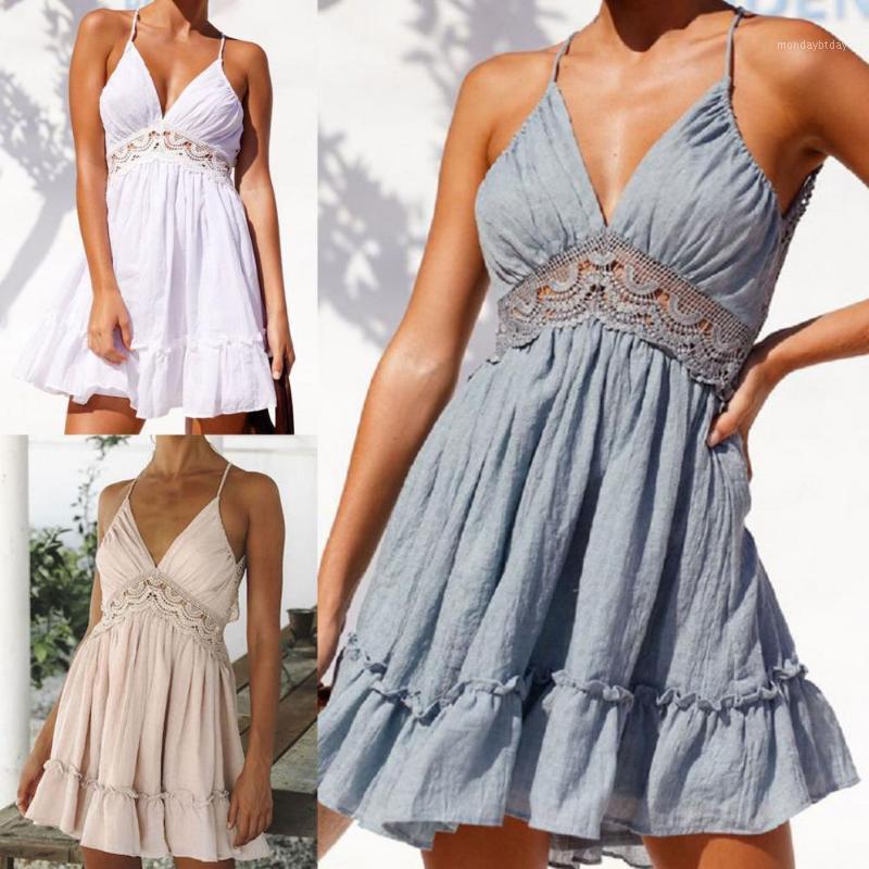 Casual Dresses Summer Sexy Lady Strappy V-neck Women Dress Ruffle Hem Lace Backless Halter Mini Sundress Slimming For Fashion, Black
Casual Dresses Summer Sexy Lady Strappy V-neck Women Dress Ruffle Hem Lace Backless Halter Mini Sundress Slimming For Fashion, Black