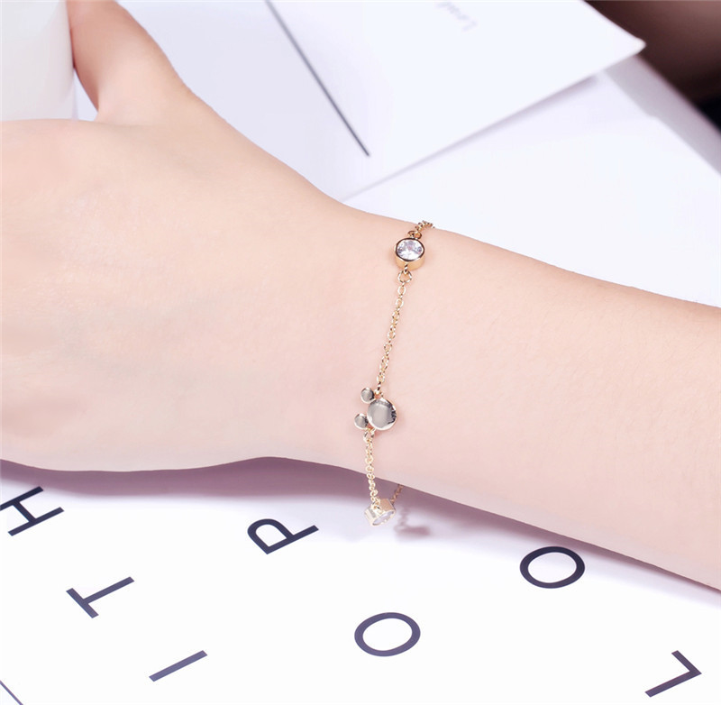 Copper Chain Mouse Charm Bracelets for Women New Style Girl Fashion Crystal Zircon Bracelet Jewelry Gift
