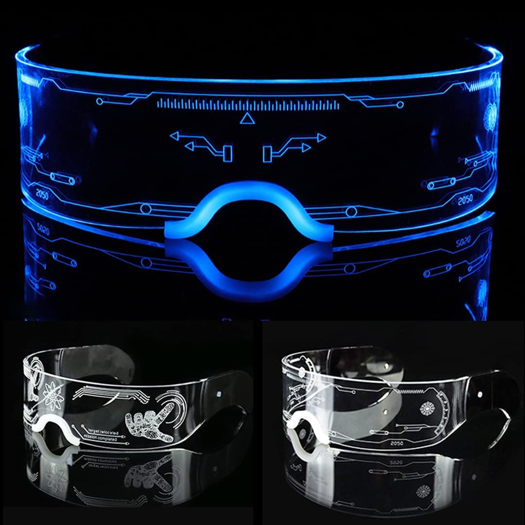 LED Luminous Visor Glasses Dj Accessories Futuristic 7 Colors Light Up Cool Neon Shine Goggles Cyberpunk Halloween Carnival Decorative Props Party Sup