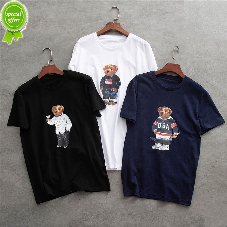 2022 US size High quality 100% cotton polo bear t shirt short sleeve casual loose tee shirts with USA bear pattern printing
2022 US size High quality 100% cotton polo bear t shirt short sleeve casual loose tee shirts with USA bear pattern printing