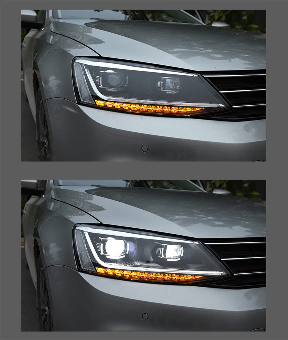 For Jetta Sagitar MK6 2012-16 LED Headlight Assembly Retrofit Turn Indicator Lens Car Daytime Running Headlight