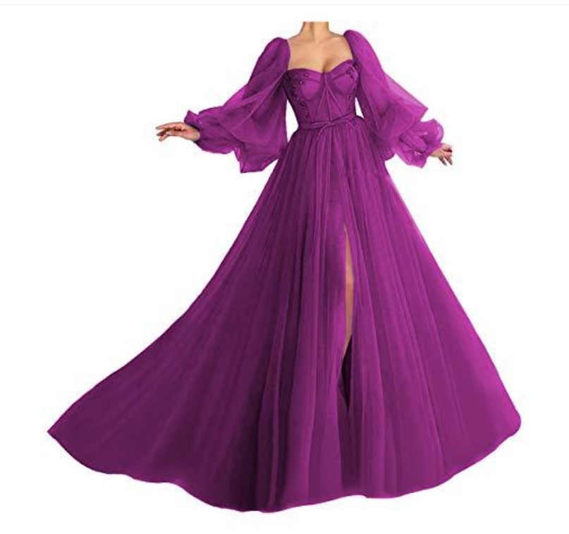 Evening dresses Custom Made Blue Prom Dresses Long Puffy Sleeve Tulle Backless Formal Party Gowns Beauty Pageant flower girl mermaid black dress