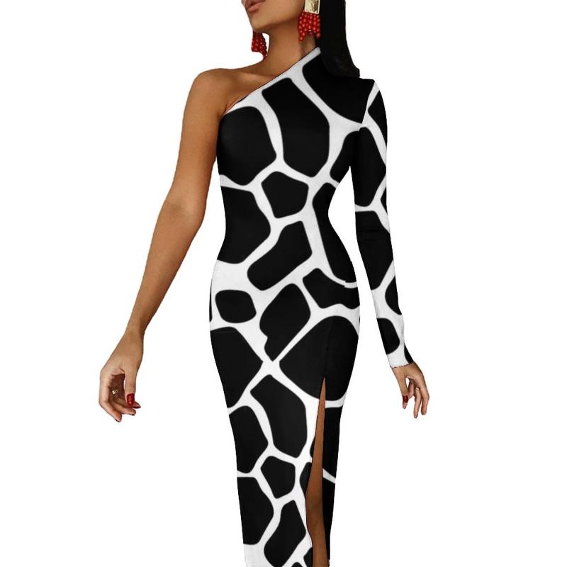 Casual Dresses Black And White Cow Print Bodycon Dress Autumn Trendy Pattern Spots Sexy Long Womens One Shoulder Graphic Party DressCasual, Style-6
Casual Dresses Black And White Cow Print Bodycon Dress Autumn Trendy Pattern Spots Sexy Long Womens One Shoulder Graphic Party DressCasual, Style-6