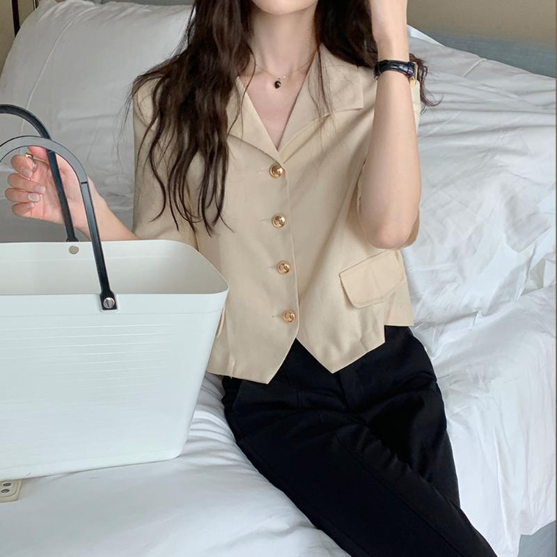 Women's Suits & Blazers Vintage Summer Thin Blazer Jacket Coat Women Metal Button Single Breasted Short Suit Top Female Korea StyleWomen's, Beige
Women's Suits & Blazers Vintage Summer Thin Blazer Jacket Coat Women Metal Button Single Breasted Short Suit Top Female Korea StyleWomen's, Beige
