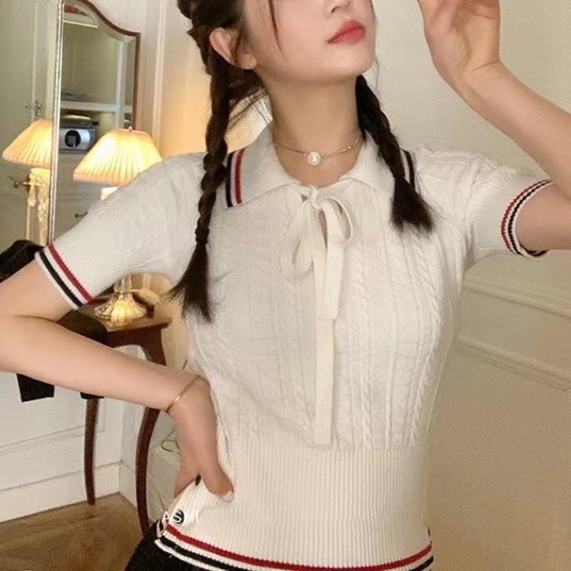 Women' T-Shirt Fashion Brand Women' Knitted Luxury Lapel Design Trend Shirt Original High Quality Famous Short Sleeve Tops TeesWomen, White
Women' T-Shirt Fashion Brand Women' Knitted Luxury Lapel Design Trend Shirt Original High Quality Famous Short Sleeve Tops TeesWomen, White