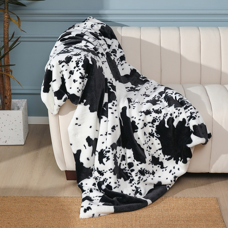 Cow Print Throw Ins Animal Fur Thick Soft Warm Blankets For Bed Sofa Cover Office Air Conditioning Lunch Break Shawl Kids Adults 220505