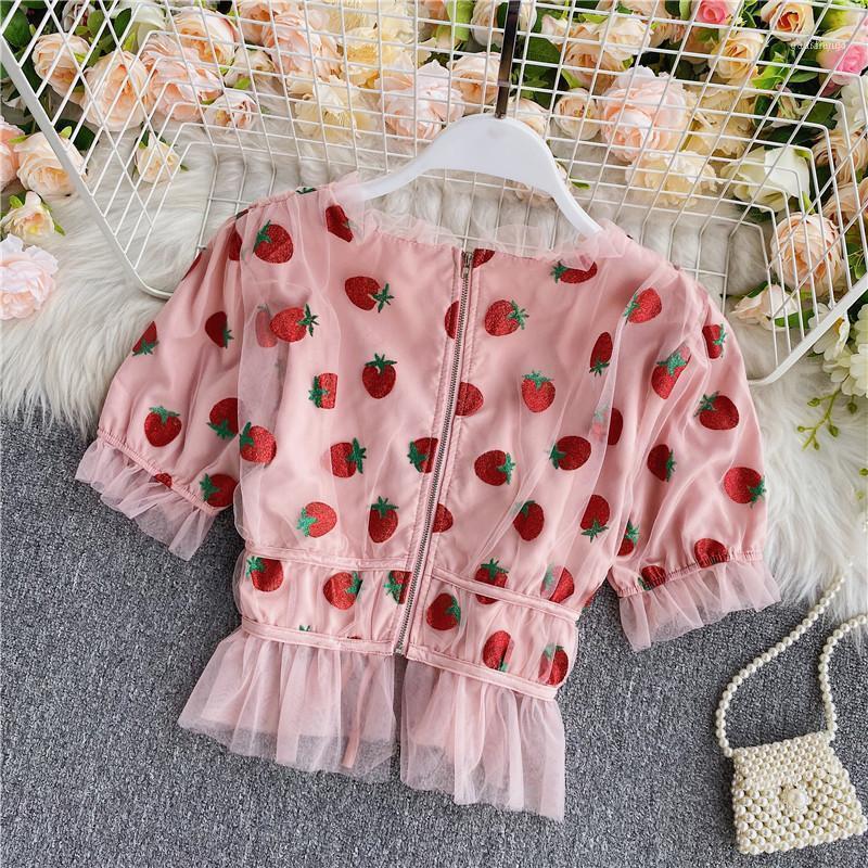 Pink Strawberry Shirts Mesh Sexy V Neck Blouses Woman Summer Puff Sleeve Blusa Casual Sweet Tops Female Party Blouse1
Pink Strawberry Shirts Mesh Sexy V Neck Blouses Woman Summer Puff Sleeve Blusa Casual Sweet Tops Female Party Blouse1