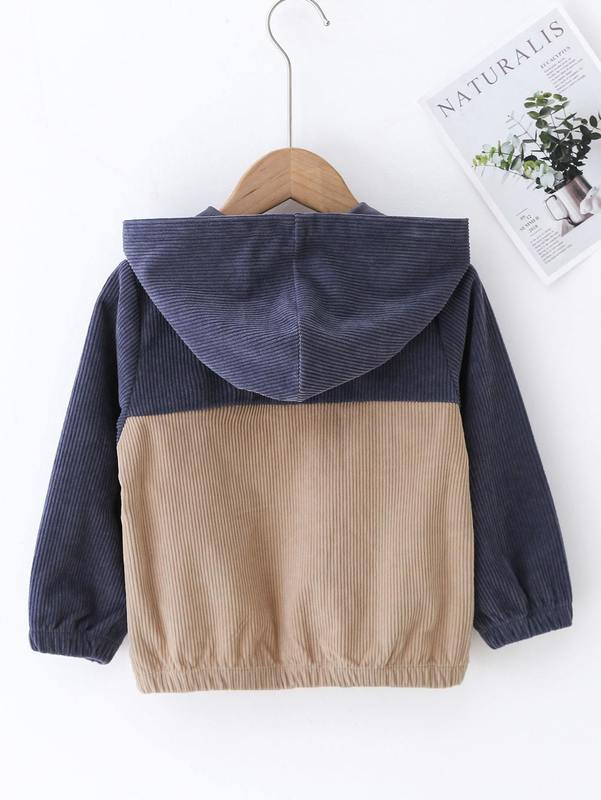 Toddler Boys Two Tone Corduroy Hooded Jacket SHE