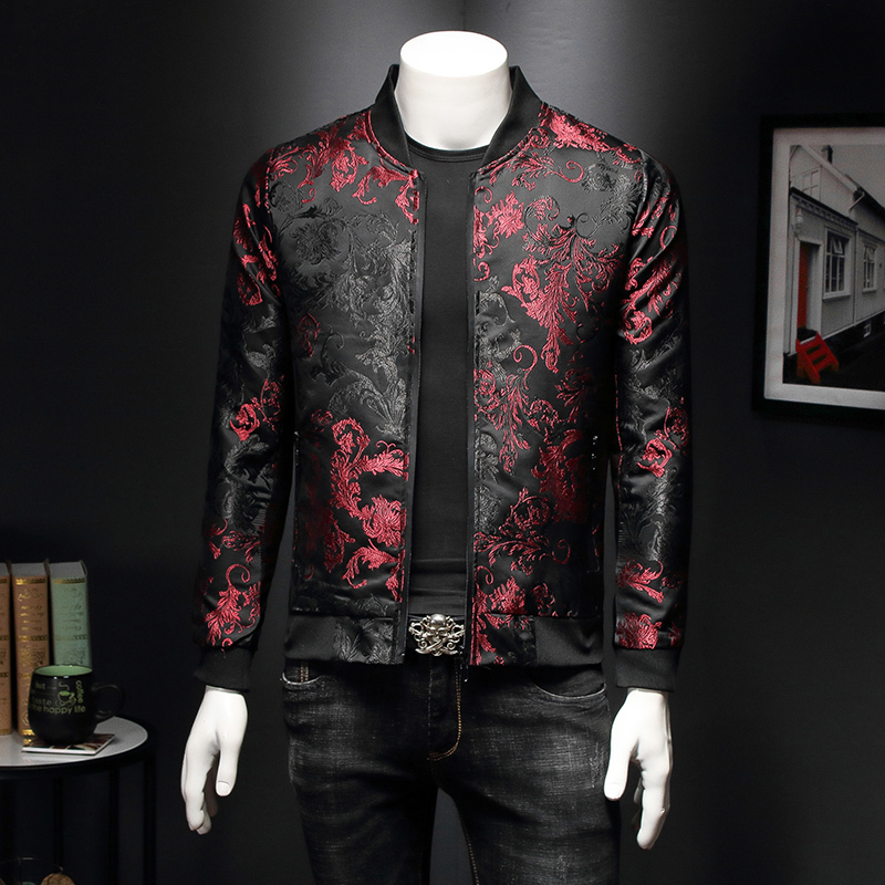 Spring Paisley Print Jacket High Quality Men's Retro Bomber Jacket Coat Fashion Embroidered Jacquard Men Slim Flower Jacket 220409