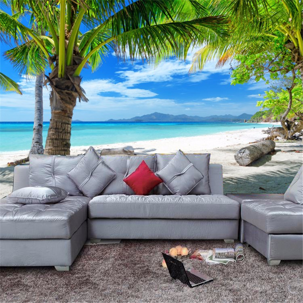 Large 3d wallpaper the landscape beach wallpapers for TV background wall paper the sitting room wallpaper for walls