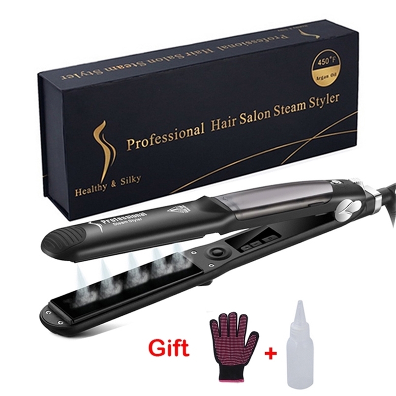 Steam Hair Straightener Flat Iron Ceramic Professional Drop Styling Tools 220623