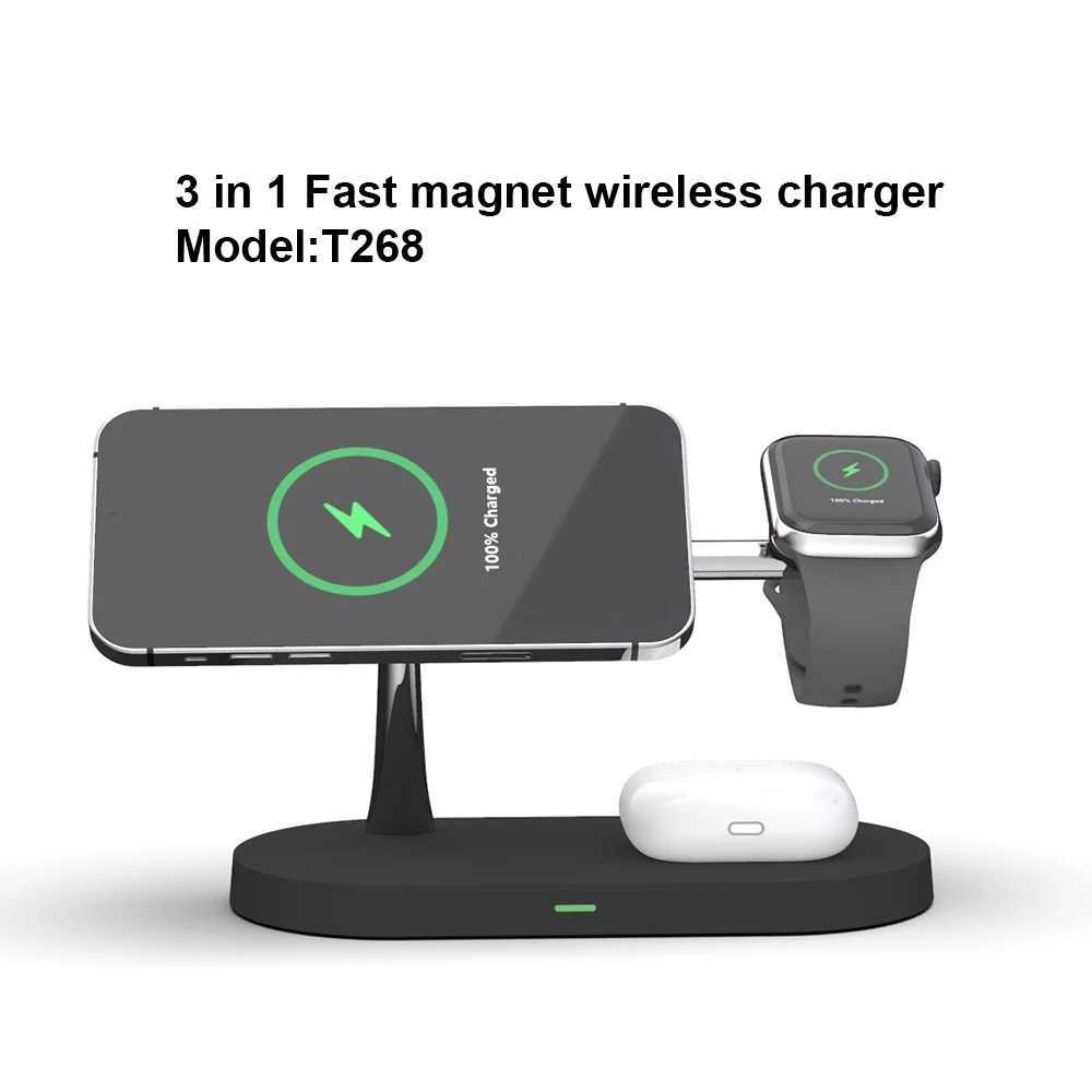 15W Fast Charging Stand 5 In 1 Magnetic Wireless Charger Station For IPhone 12 Pro Max Airpods Apple Watch 6 SE 4 3 2 Magnet Charg