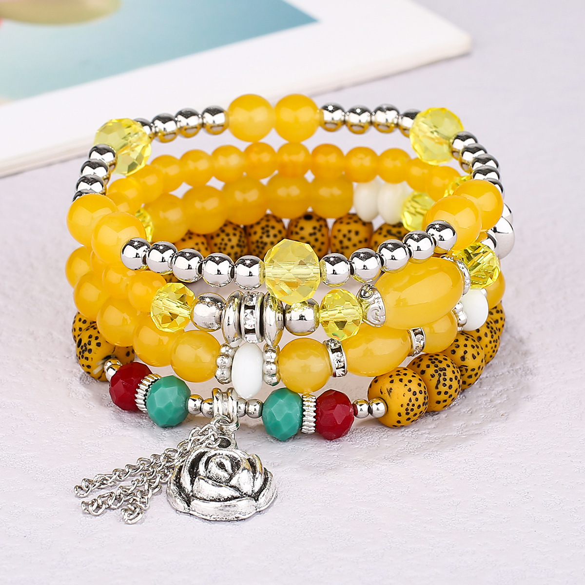S2977 Bohemian Fashion Jewelry Colorful Strands Beaded Bracelet Handmade Multi Layer Tassels Beads Rose Pendant Charms Bracelets 4pcs/set
S2977 Bohemian Fashion Jewelry Colorful Strands Beaded Bracelet Handmade Multi Layer Tassels Beads Rose Pendant Charms Bracelets 4pcs/set