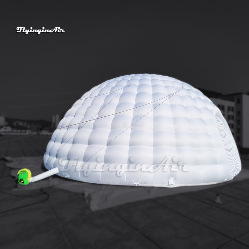 Advertising Inflatable Igloo LED Dome Tent 10m White Lighting Air Blow Up Circular Tent With 2 Doors For Party And Wedding Event