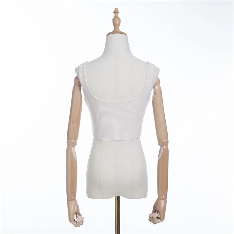 Women Scoop Neck Ribbed Knit Tank Top 220325