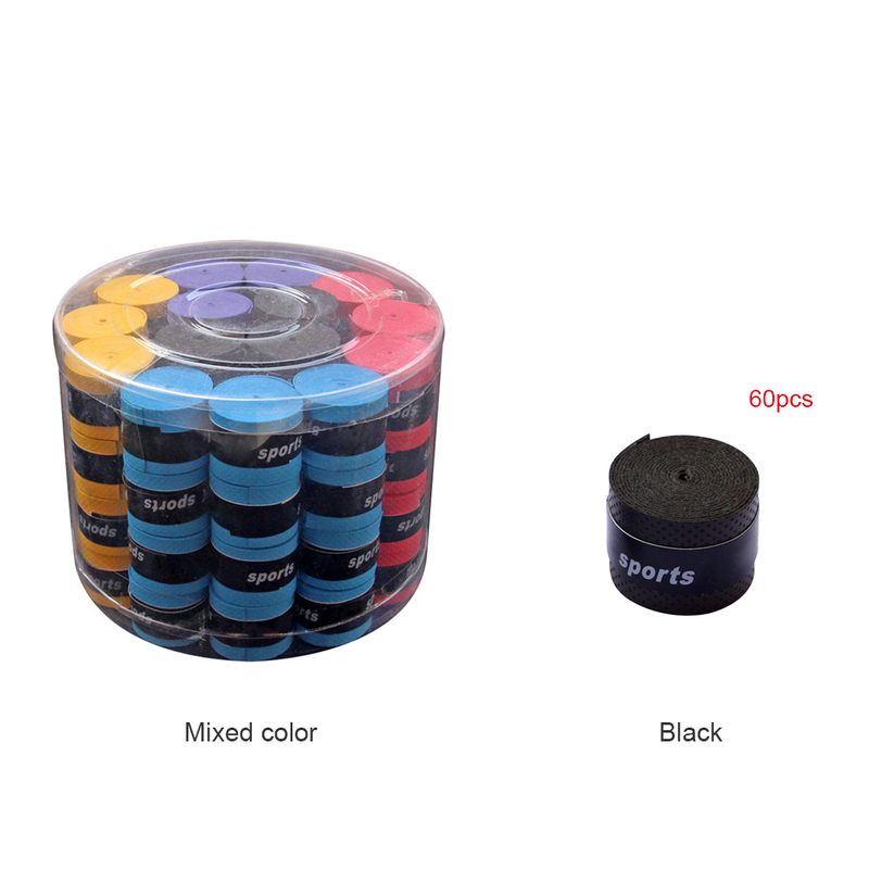 60pcs/Lot Tennis Racket Overgrips Badminton Sport Fishing Rods Over Grips Sweat Absorb Handle Wraps Tapes Sweatband