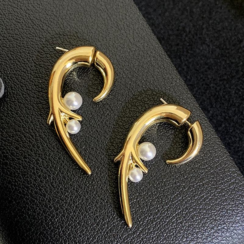Hoop & Huggie Pair Shiny Silver&Gold Color Branches Earrrings For Women 925 Silver Pin Feather Shape With Pearl Earrings Metal Retro Jew
Hoop & Huggie Pair Shiny Silver&Gold Color Branches Earrrings For Women 925 Silver Pin Feather Shape With Pearl Earrings Metal Retro Jew
