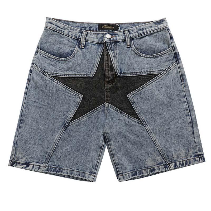 Men's Jeans Hip Hop Star Patches Streetwear Denim Shorts Blue Washed Harakuju For Male Vintage Color BlockMen's, Black
Men's Jeans Hip Hop Star Patches Streetwear Denim Shorts Blue Washed Harakuju For Male Vintage Color BlockMen's, Black