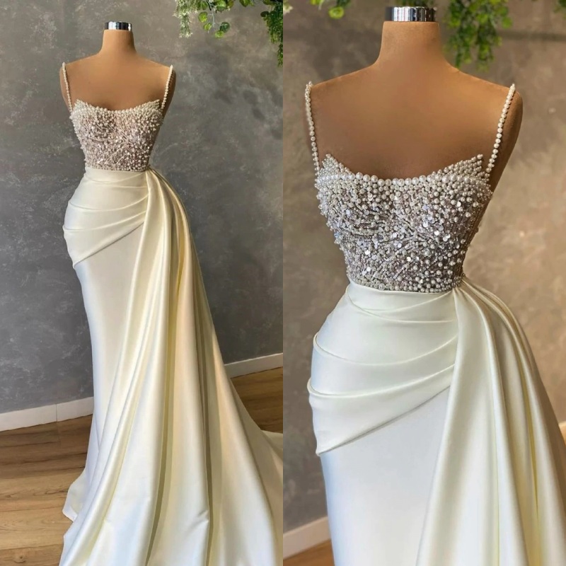 Elegant White Formal Sleeveless Mermaid Prom Dresses 2022 Spaghetti Straps Sexy Evening Gowns with pearl C0404, Ivory
Elegant White Formal Sleeveless Mermaid Prom Dresses 2022 Spaghetti Straps Sexy Evening Gowns with pearl C0404, Ivory