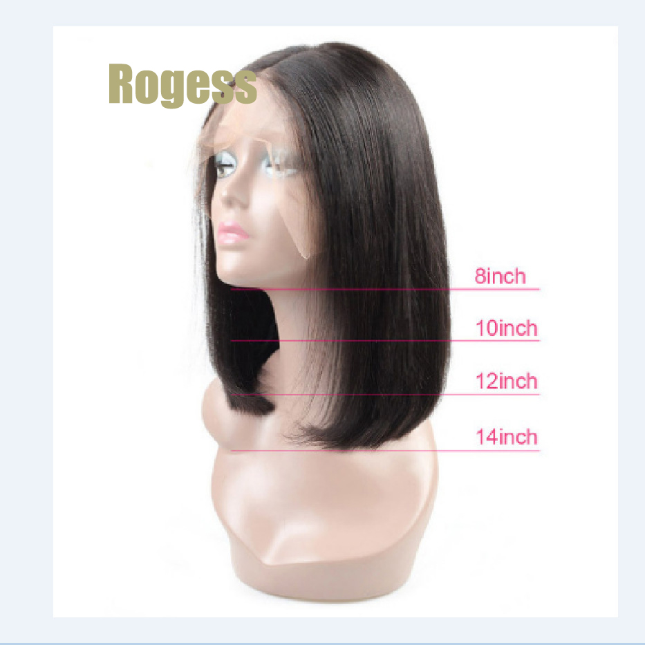 Rogess Fashion Short Straight Lace Bob Wig 150% Density Human Hair Natural wigs 8inch 10inch 12inch 14inch